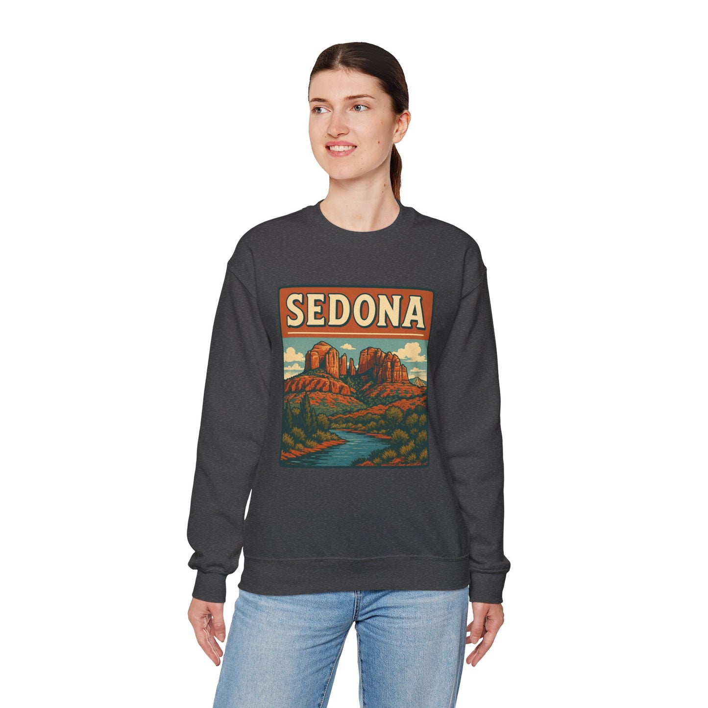 Sedona Adventure Unisex Crewneck Sweatshirt - Cozy Travel Apparel, Gift for Nature Lovers, Fall Fashion, Vintage Style, Perfect for Hiking