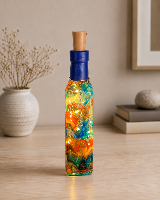 The Light From Within: Orange and Blue Lighted Bottle