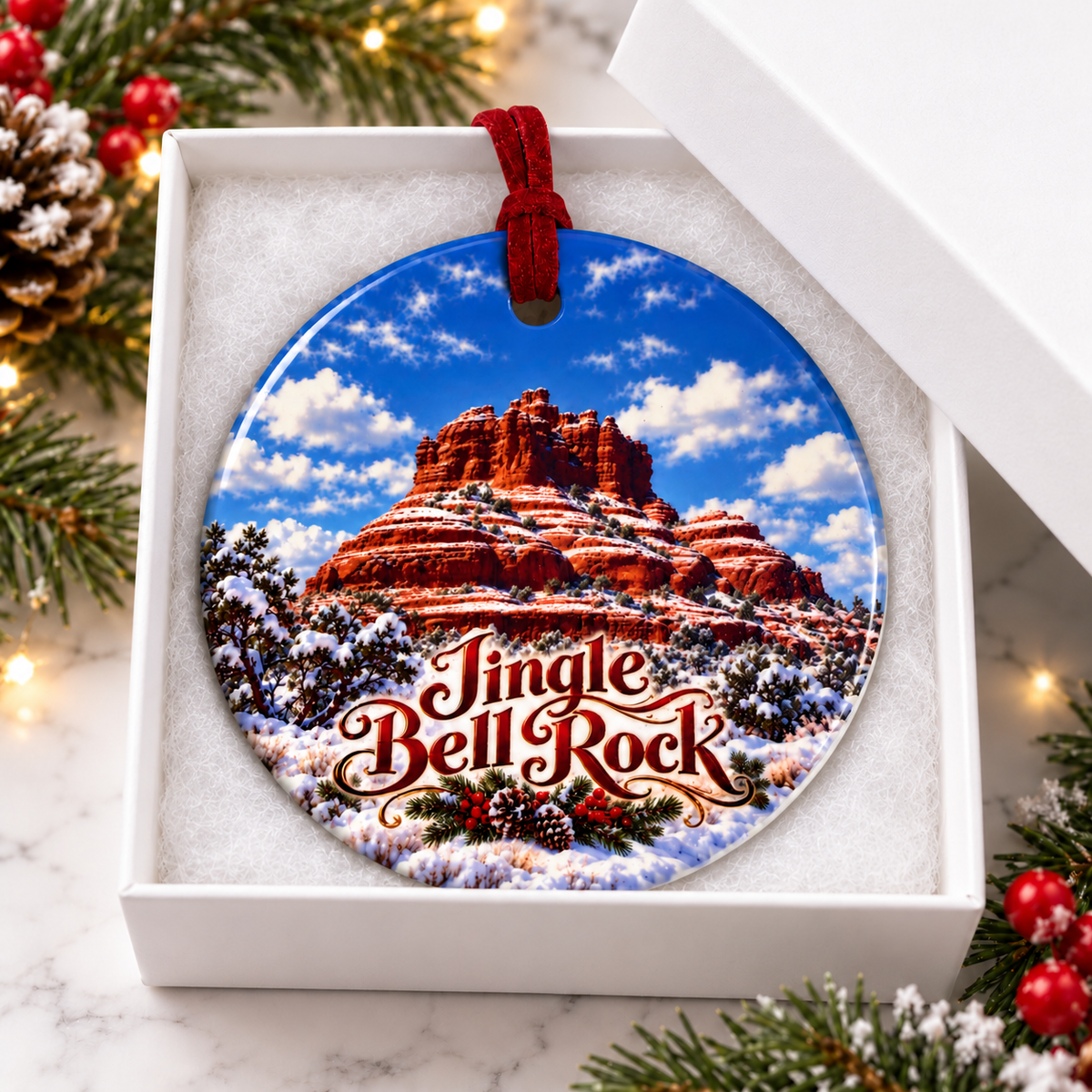 Jingle Bell Rock – Sedona Arizona Ceramic Christmas Ornament