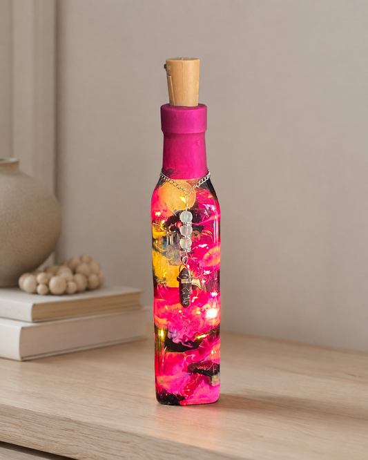 The Light From Within: Pink and Black Lighted Bottle