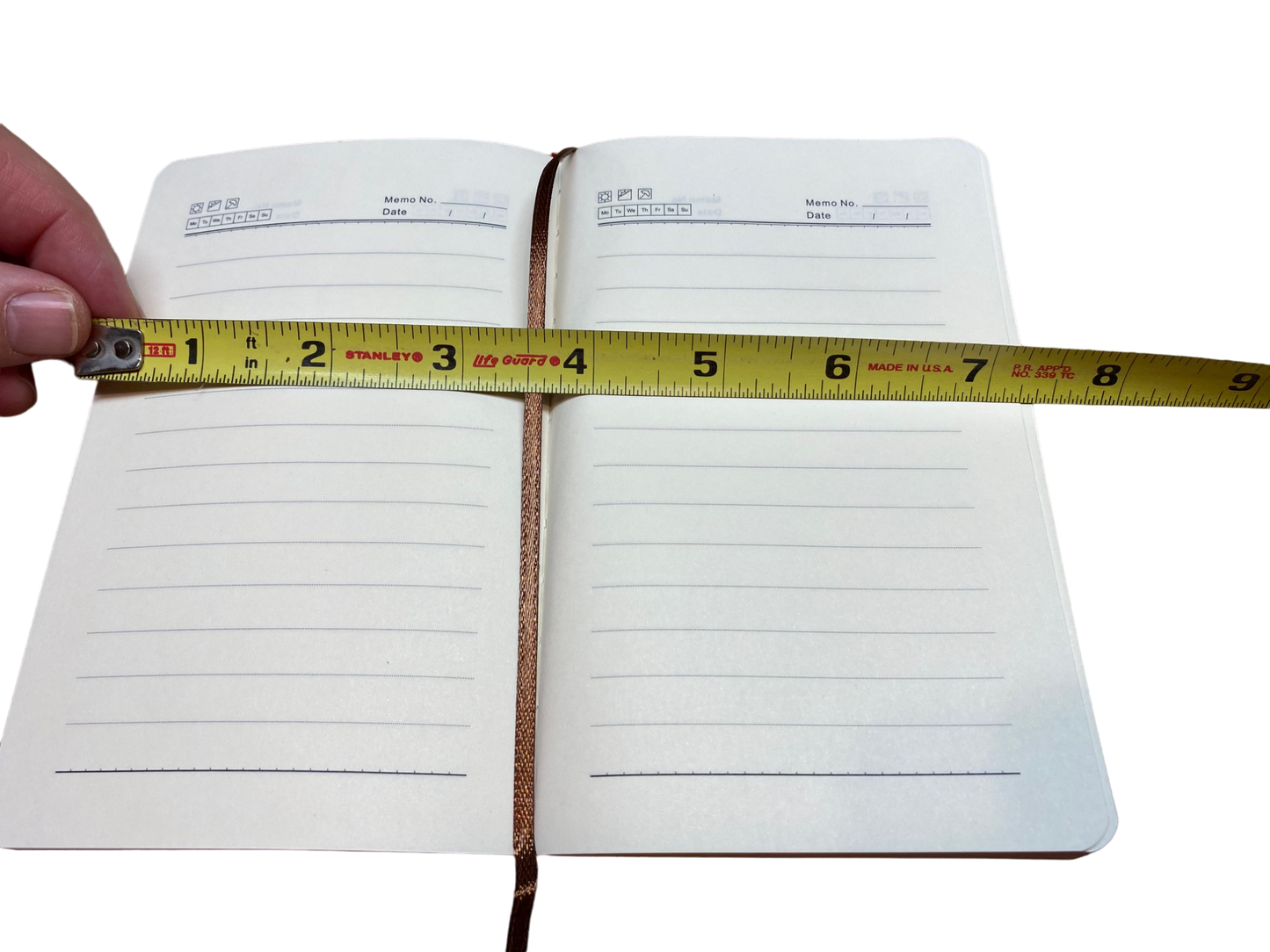 Journal pages approx 7.25 inches fully open