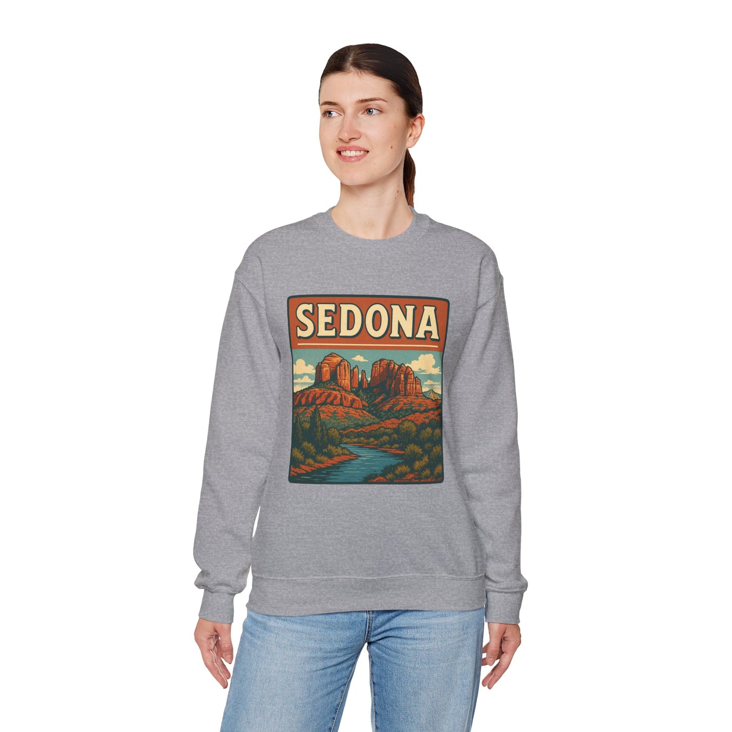 Sedona Adventure Unisex Crewneck Sweatshirt - Cozy Travel Apparel, Gift for Nature Lovers, Fall Fashion, Vintage Style, Perfect for Hiking