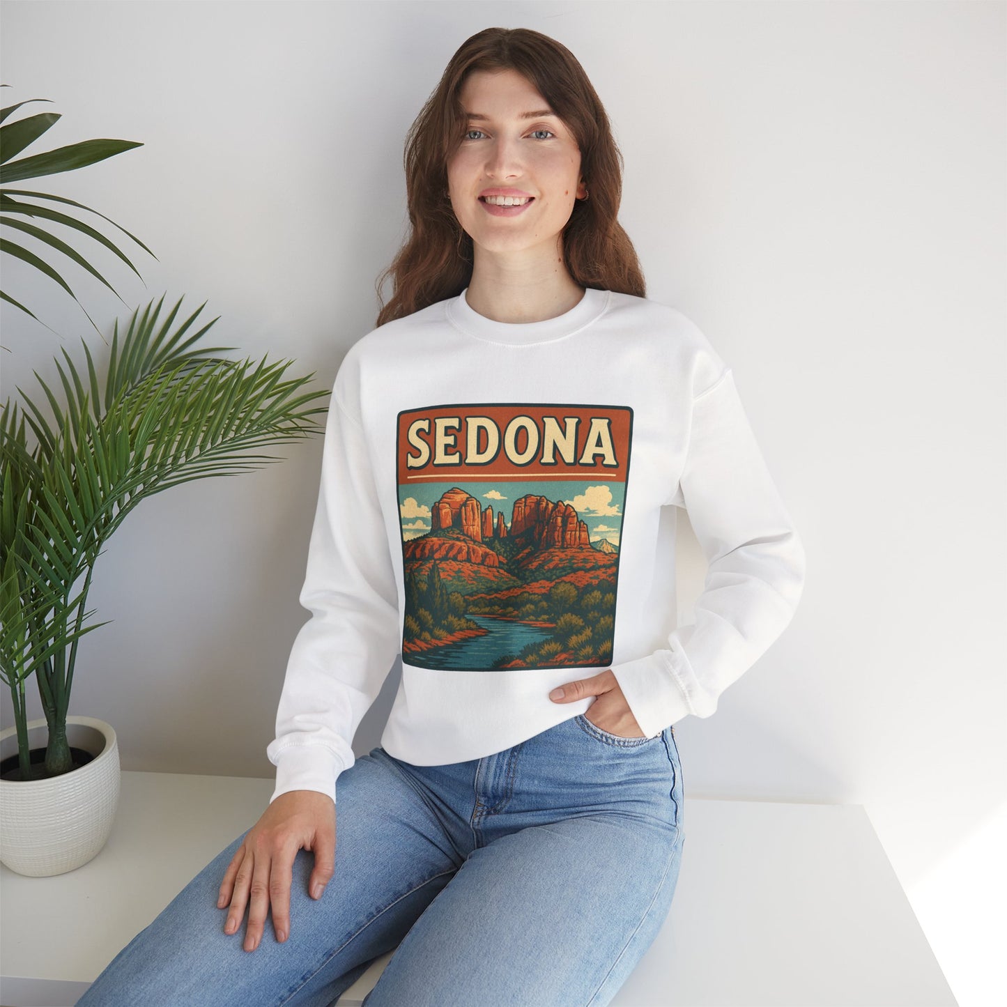 Sedona Adventure Unisex Crewneck Sweatshirt - Cozy Travel Apparel, Gift for Nature Lovers, Fall Fashion, Vintage Style, Perfect for Hiking