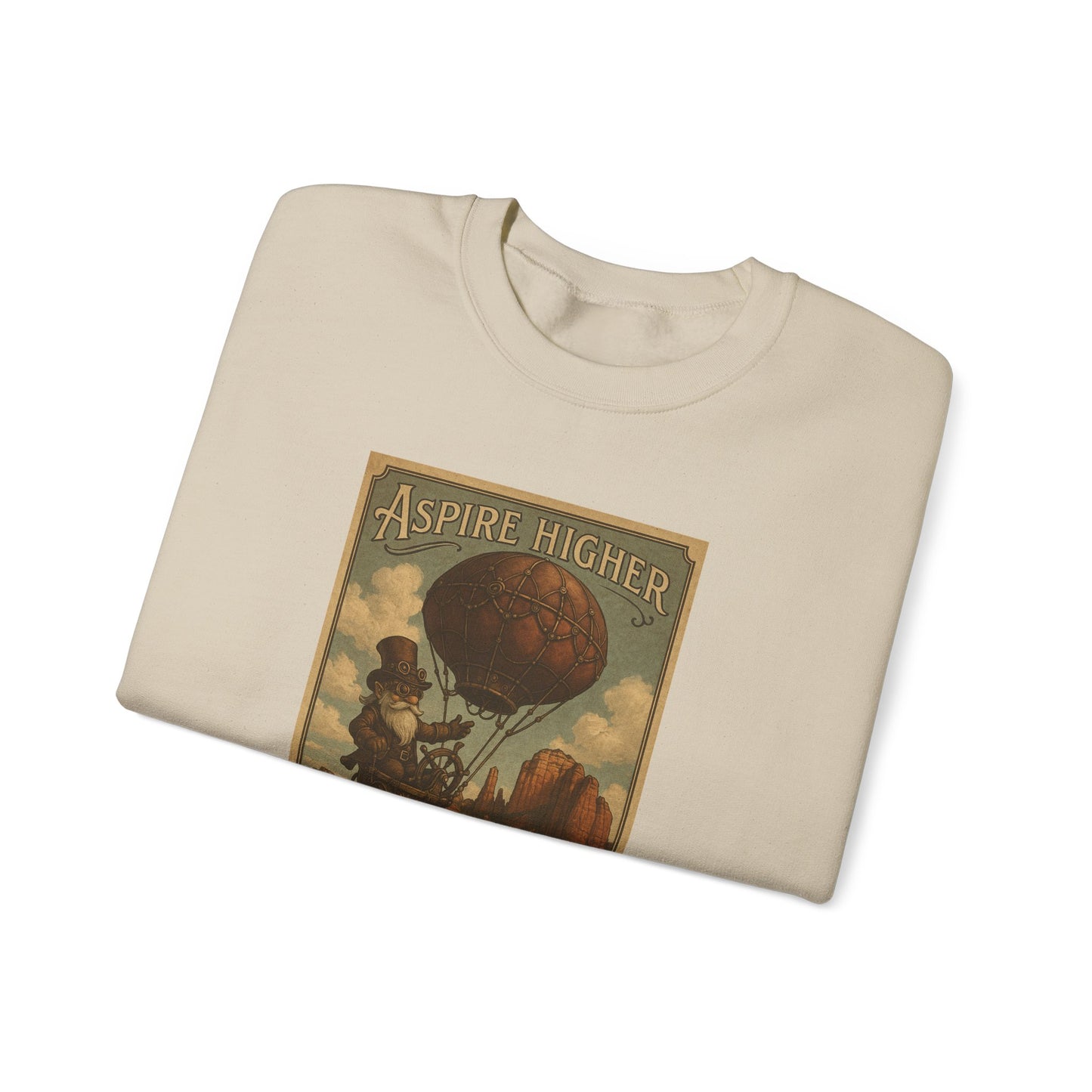 Aspire Higher Sedona Unisex Crewneck Sweatshirt - Cozy Travel Apparel, Gift for Nature Lovers, Fall Fashion, Vintage Style, Perfect for Hiking