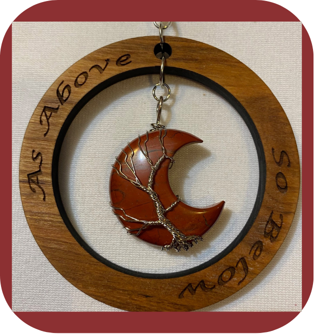 Red Jasper Crystal with Tree of life Ornament