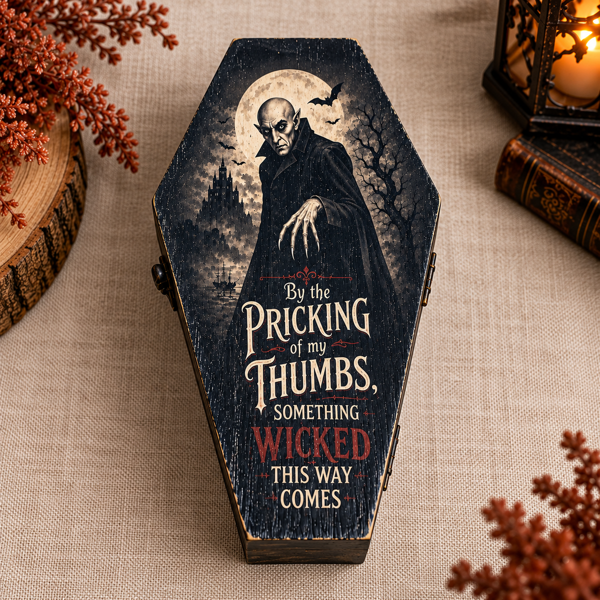 Gothic Vampire Wooden Coffin Keepsake Box | Hand-Finished