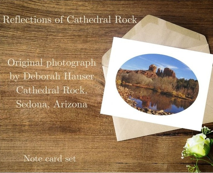 Reflections Of Cathedral Rock, Note Card Set