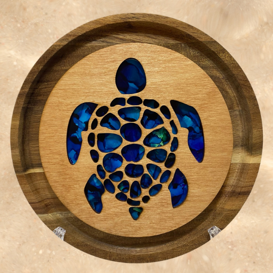 Blue Sea Turtle Hand Painted Art