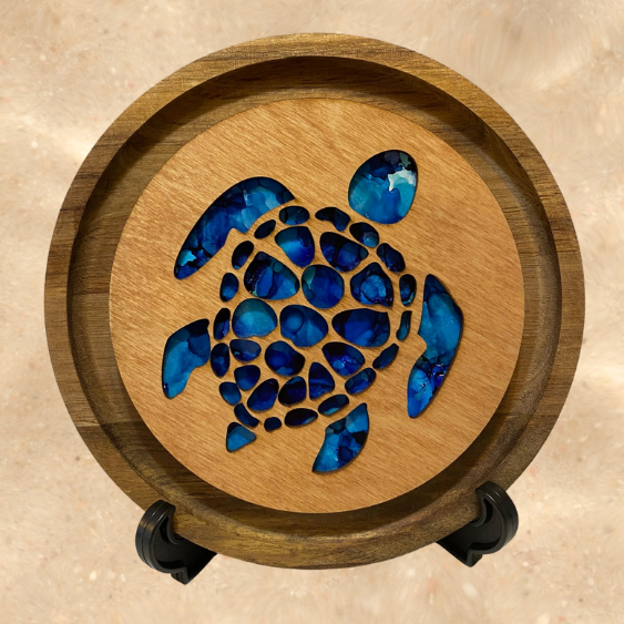 Blue Sea Turtle Hand Painted Art