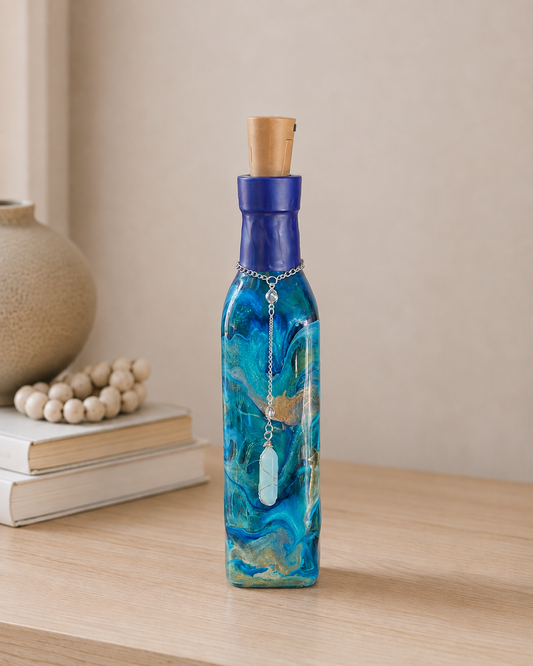 The Light From Within: Blue and Green Lighted Bottle