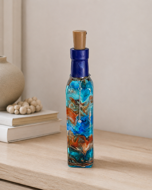 The Light From Within: Orange and Blue Lighted Bottle
