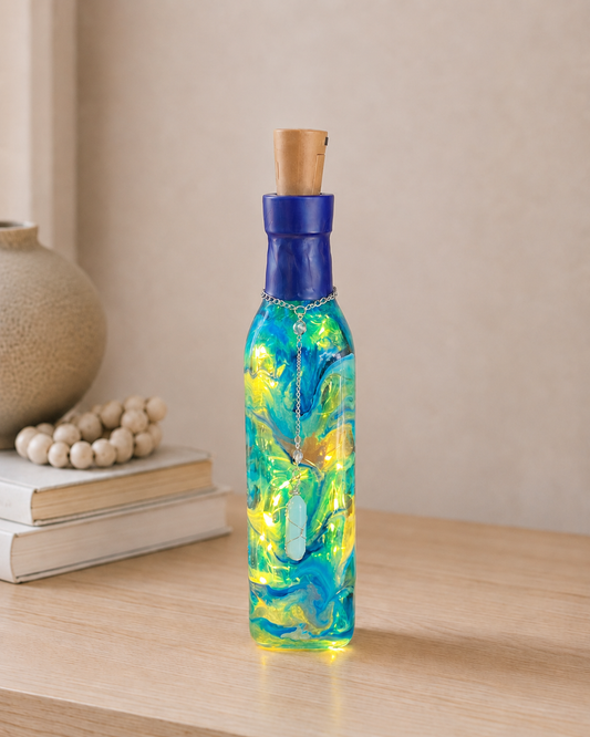 The Light From Within: Blue and Green Lighted Bottle