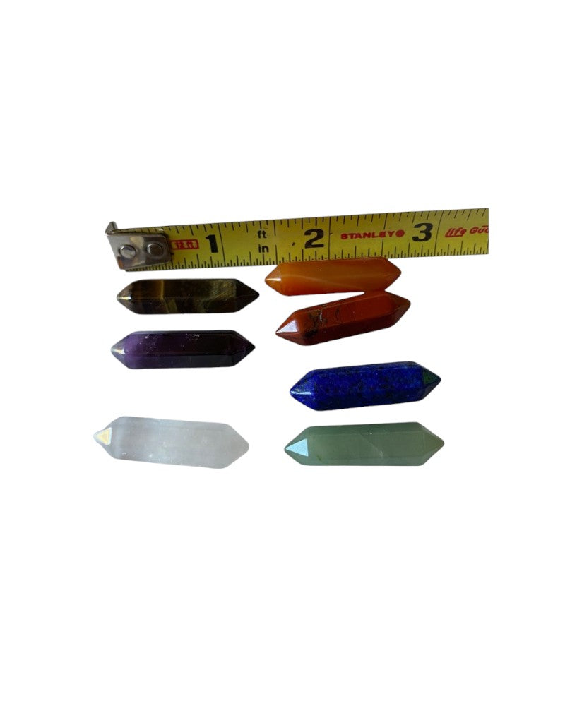 Box Seven Chakra Wand Crystals With Solid Cedar Engraved
