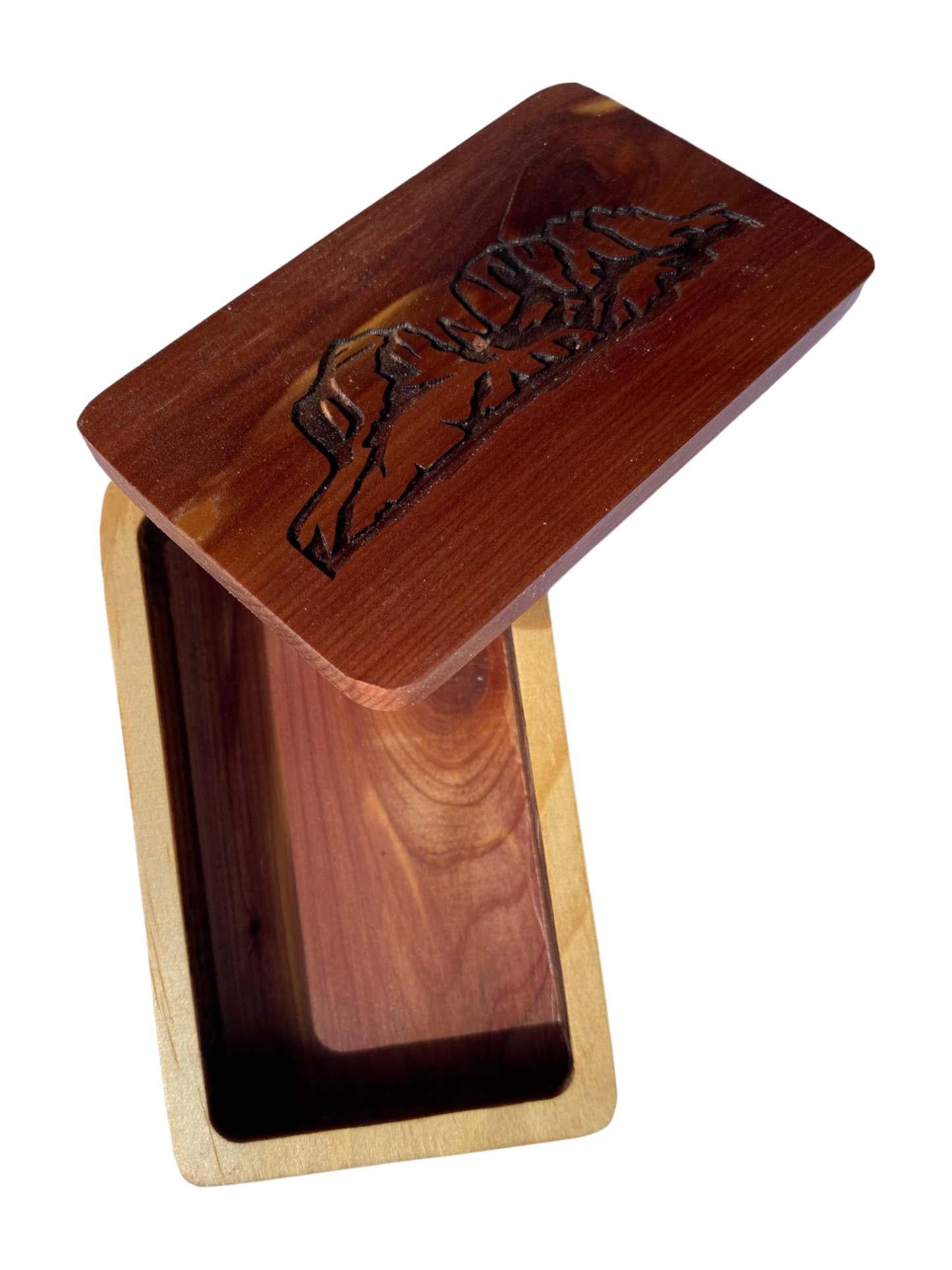 Box-Beautiful Cedar Small Item Keepsake box with Engraved Sedona Cathedral Rock Outline
