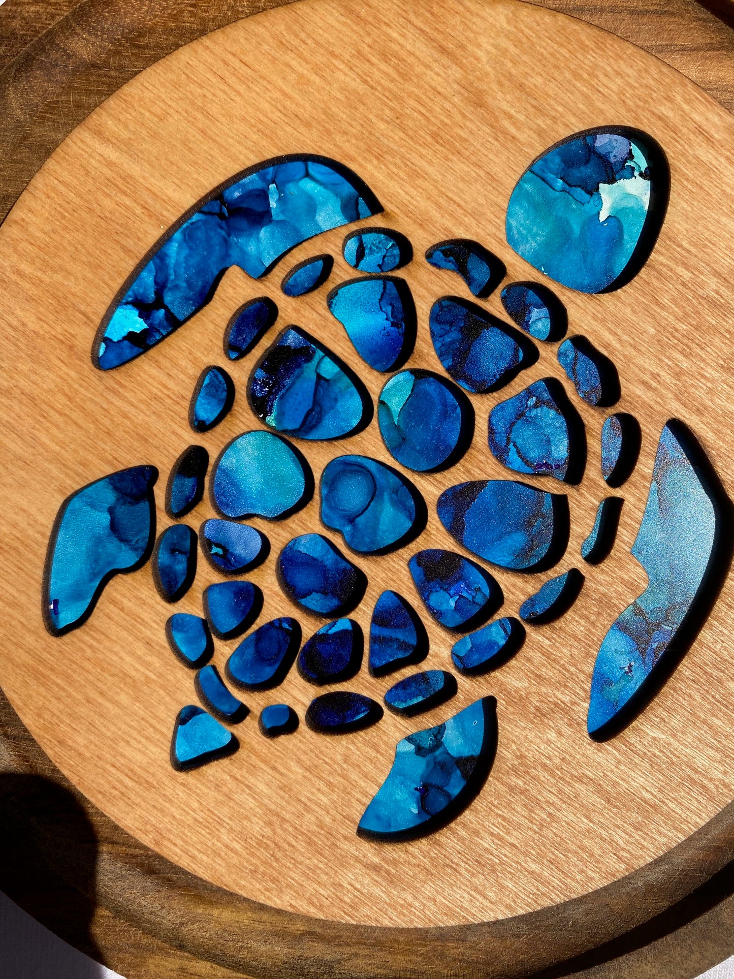 Blue Sea Turtle Hand Painted Art