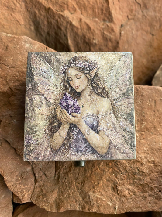 Timber & Stone Enchanted Keepsakes- Fairy Guardian of the Amethyst