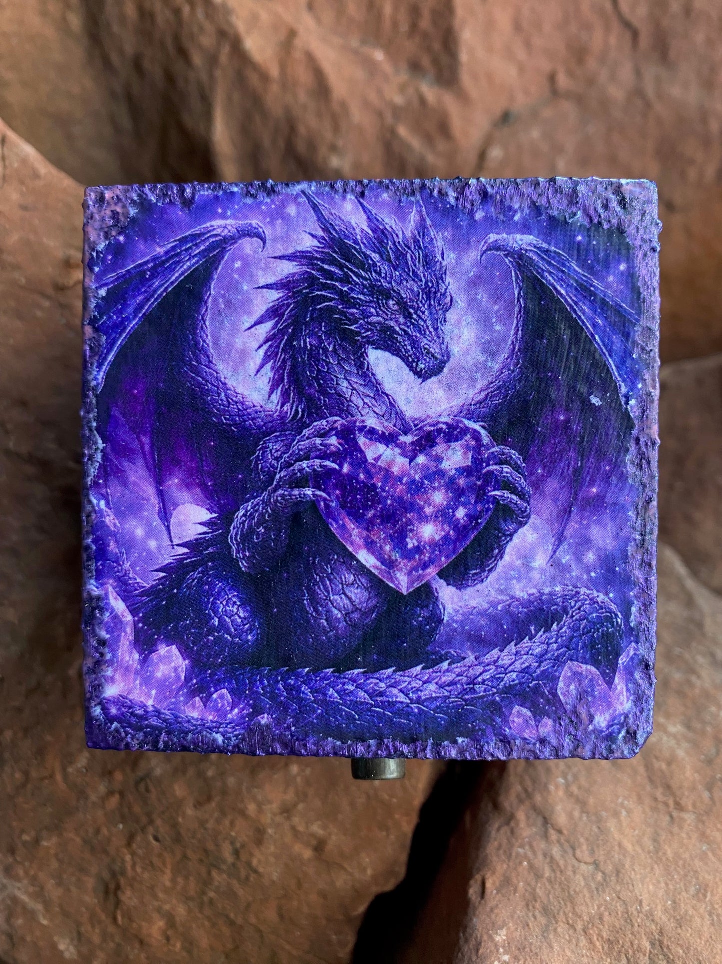 Timber & Stone Enchanted Keepsakes- Dragon's Amethyst Heart