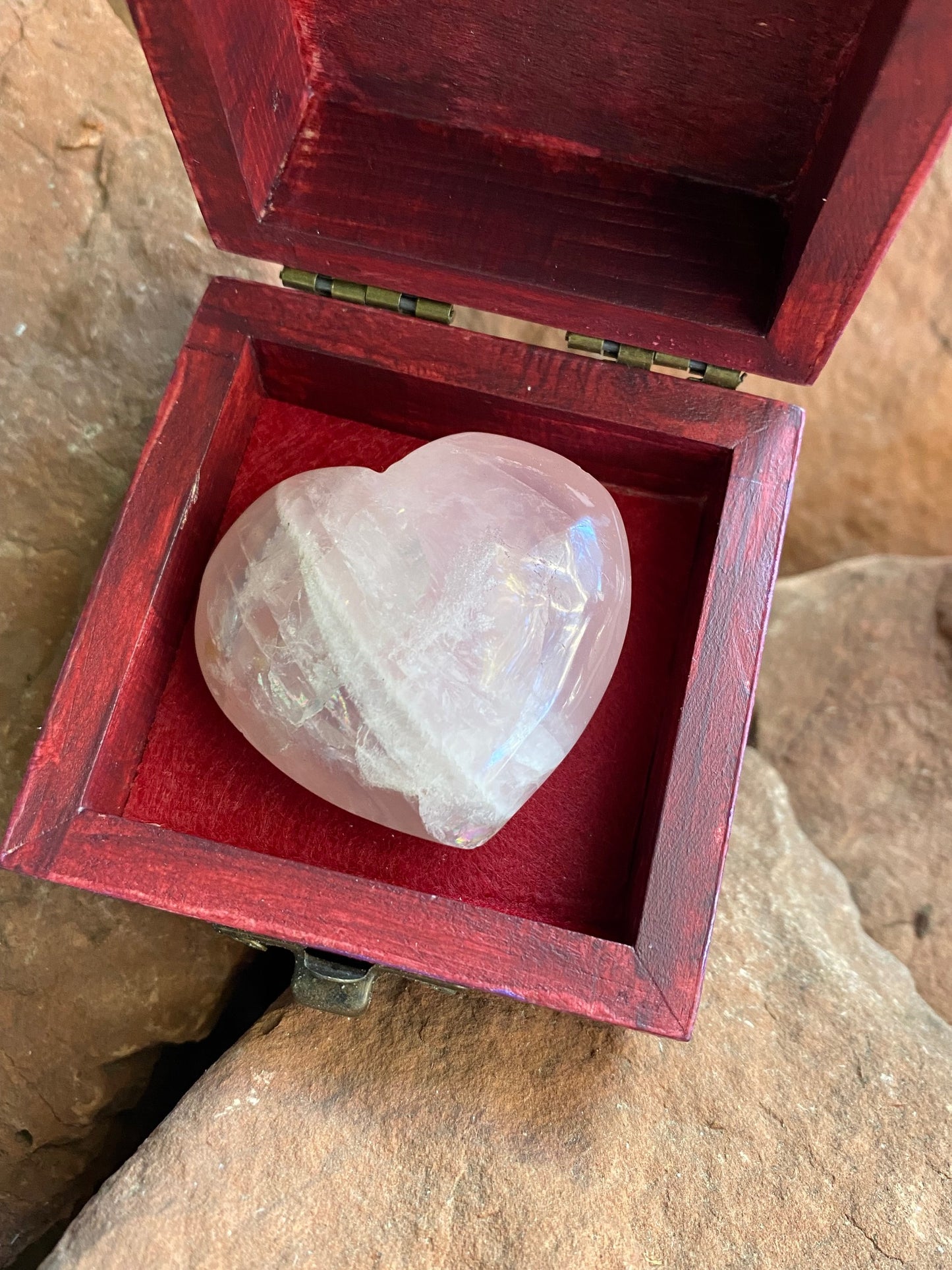 Timber & Stone Enchanted Keepsakes- Dragonbound Rose Quartz Heart