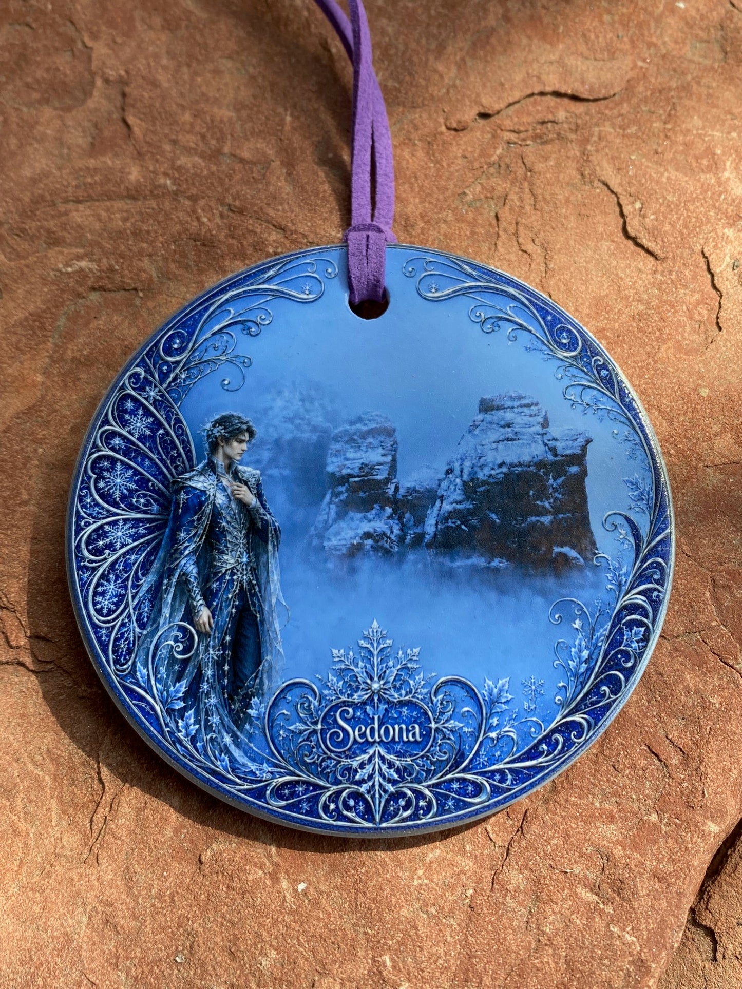 Winter Fae Guardian Sedona Ceramic Ornament