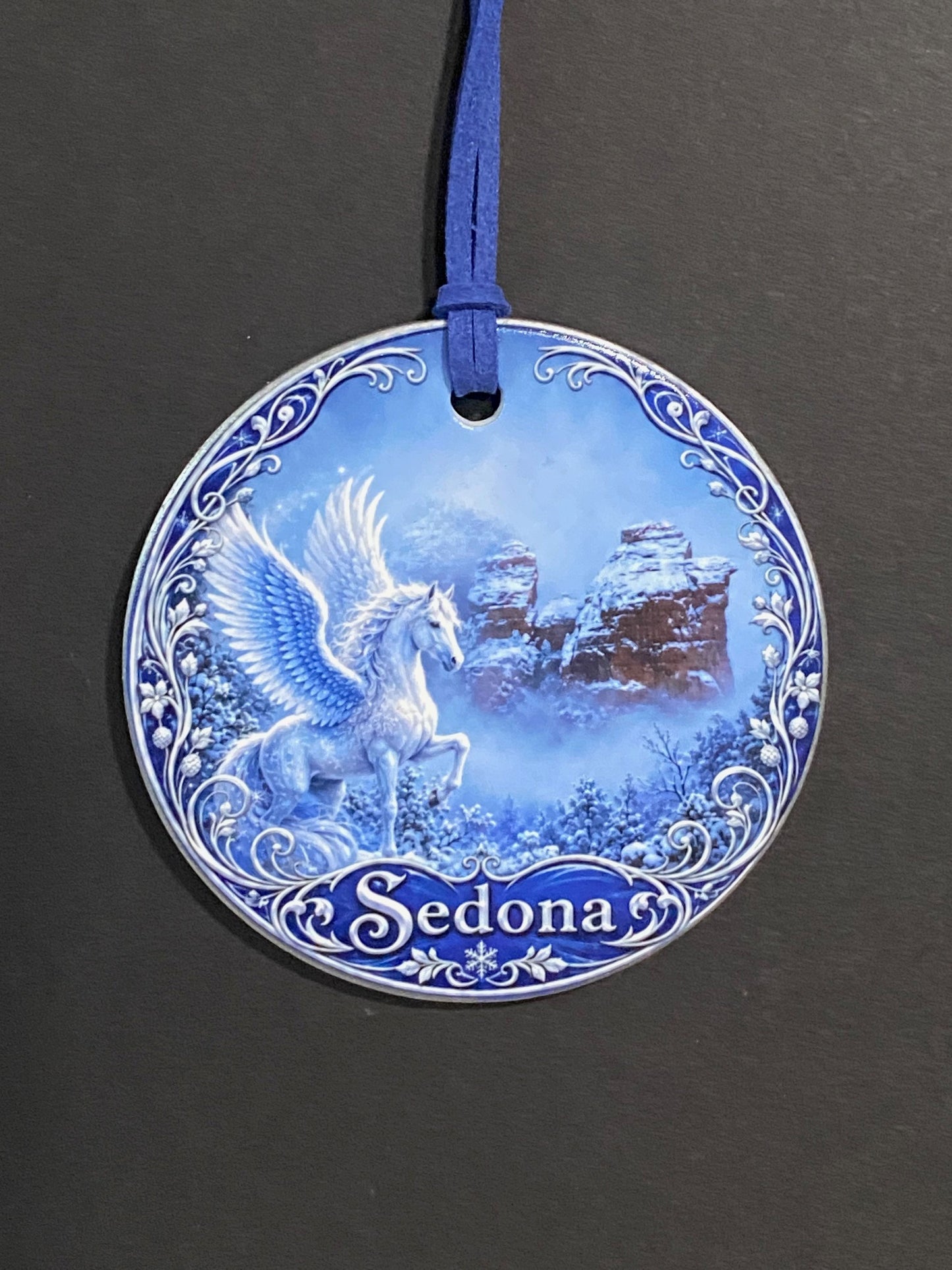Winter Pegasus Sedona Ceramic Ornament