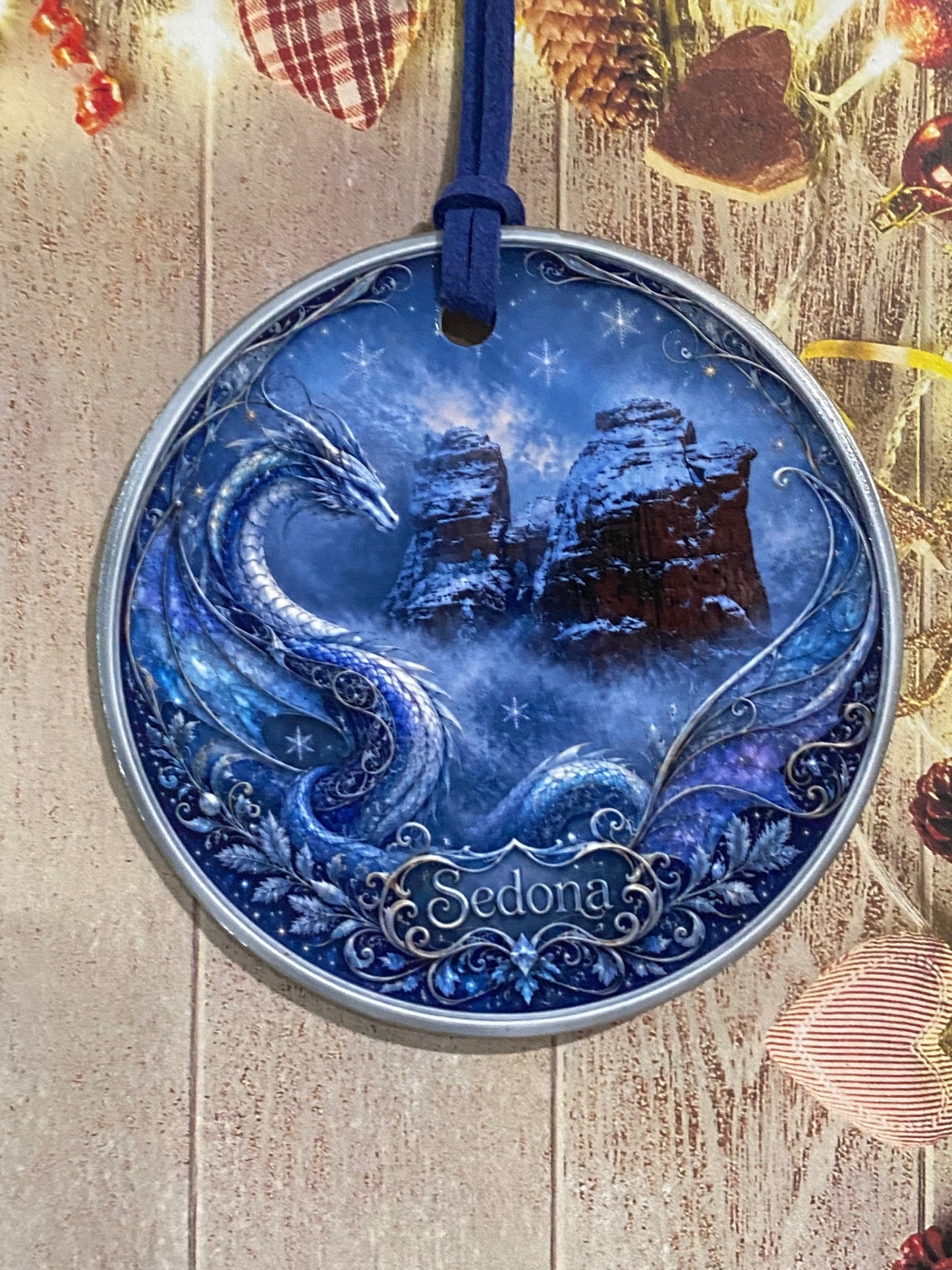 Winter Dragon Sedona Ceramic Ornament