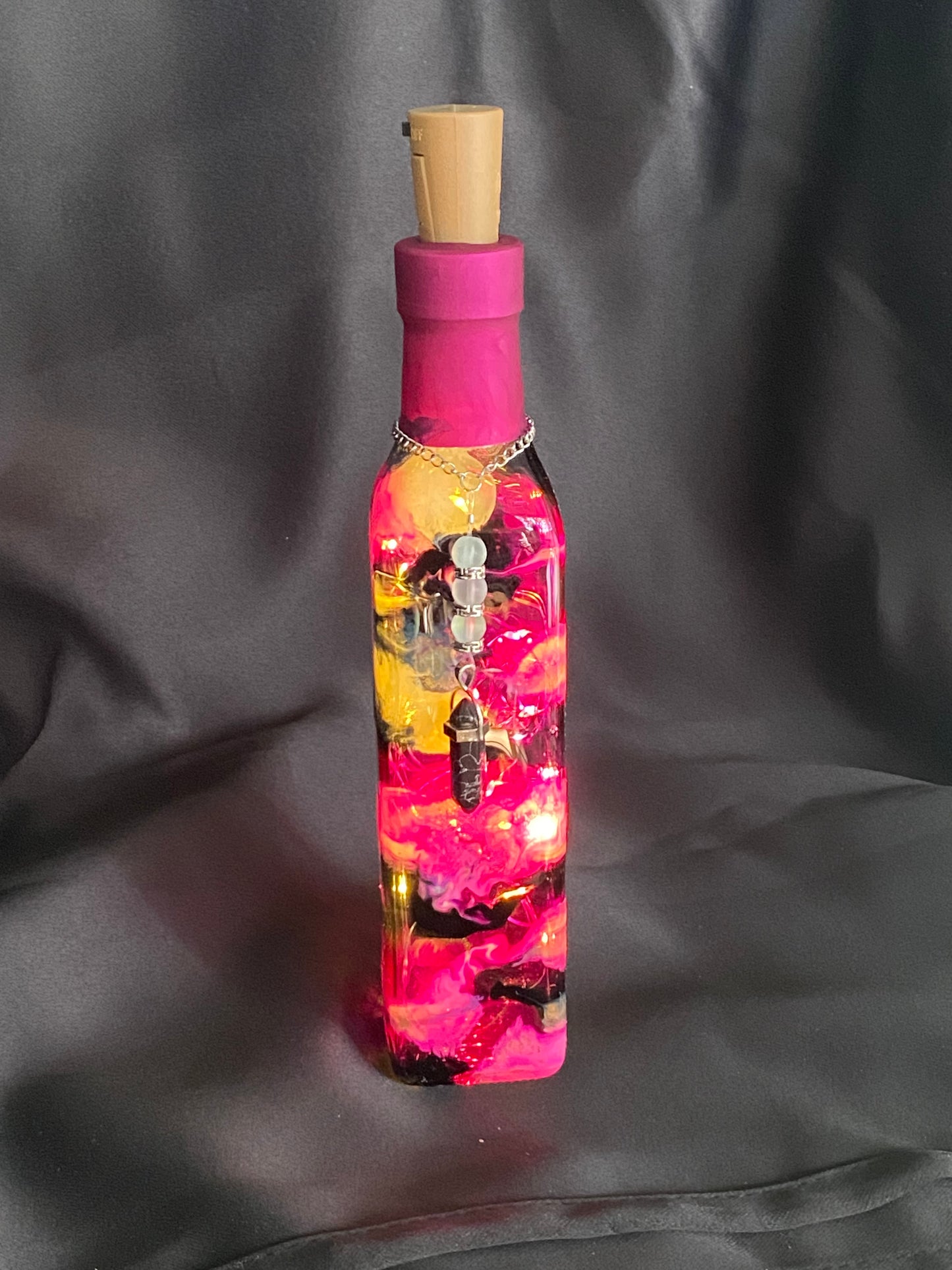 The Light From Within: Pink and Black Lighted Bottle