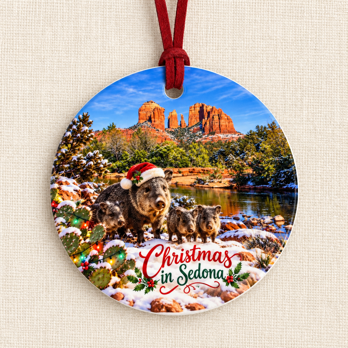 Christmas Javelina – Sedona Arizona Ceramic Christmas Ornament
