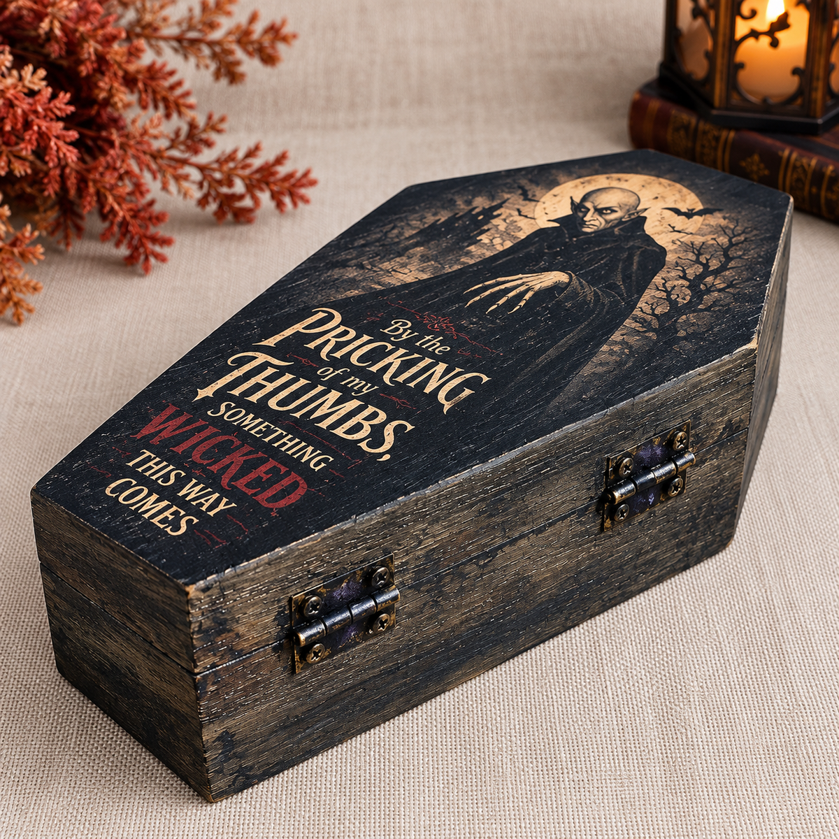 Gothic Vampire Wooden Coffin Keepsake Box | Hand-Finished