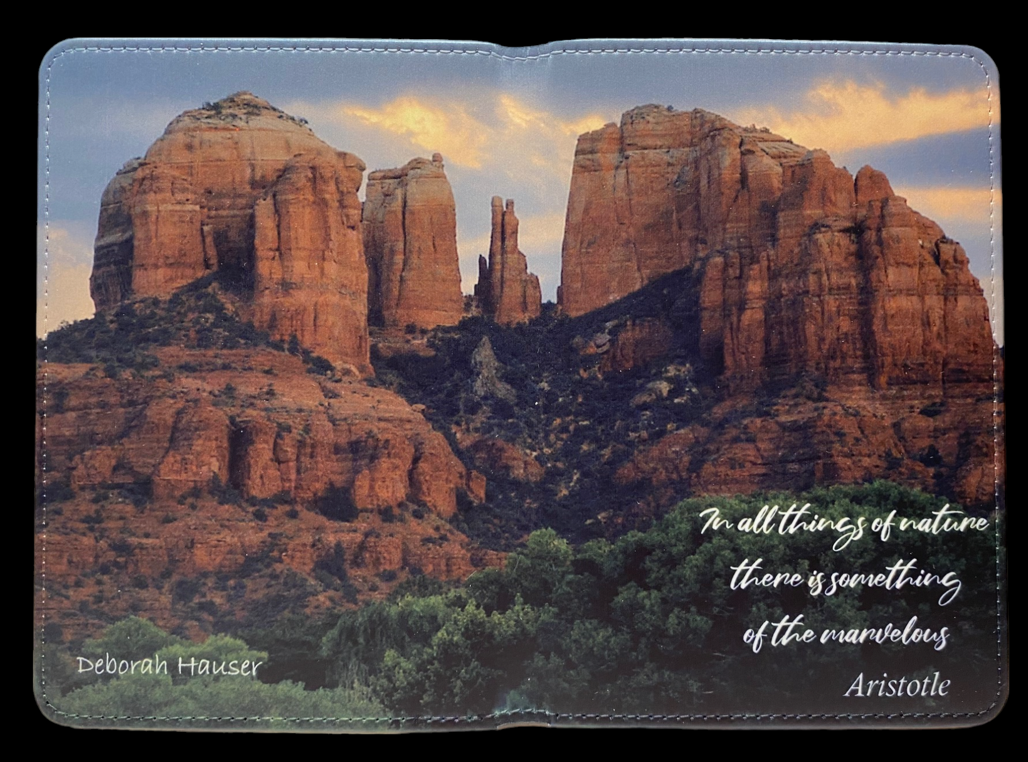Cover shown fully open, Image Cathedral Rock in Sedona, AZ