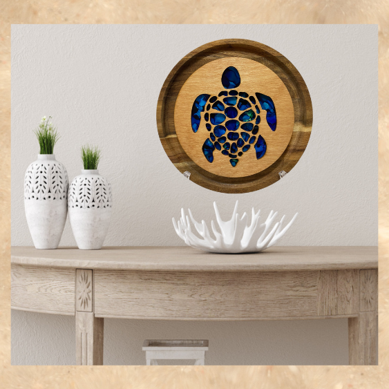 Blue Sea Turtle Hand Painted Art