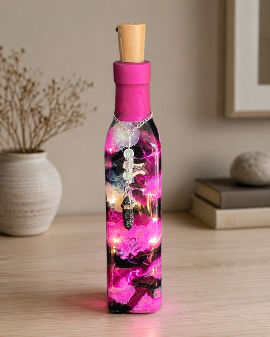 The Light From Within: Pink and Black Lighted Bottle