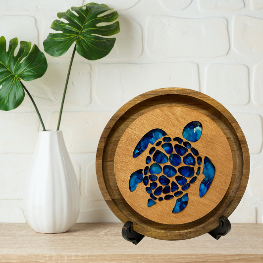 Blue Sea Turtle Hand Painted Art