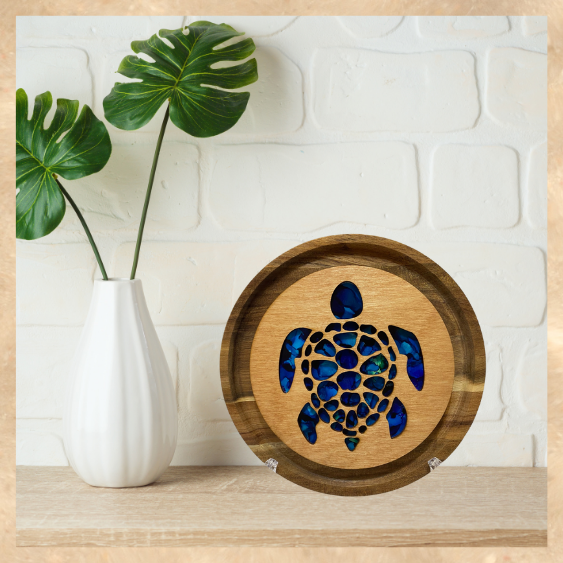 Blue Sea Turtle Hand Painted Art