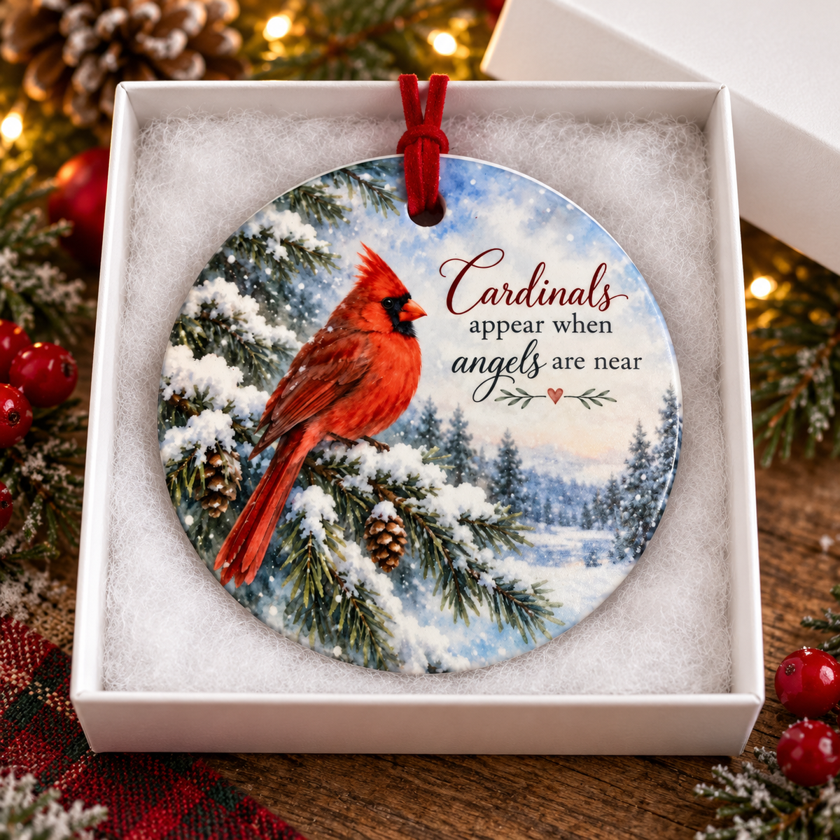 Cardinals Appear When Angels Are Near – Memorial Ceramic Ornament
