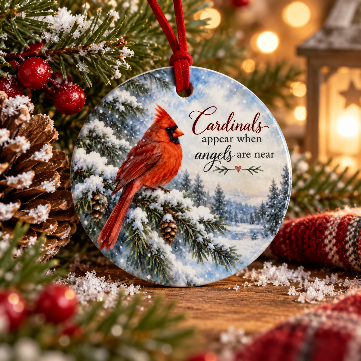 Cardinals Appear When Angels Are Near – Memorial Ceramic Ornament
