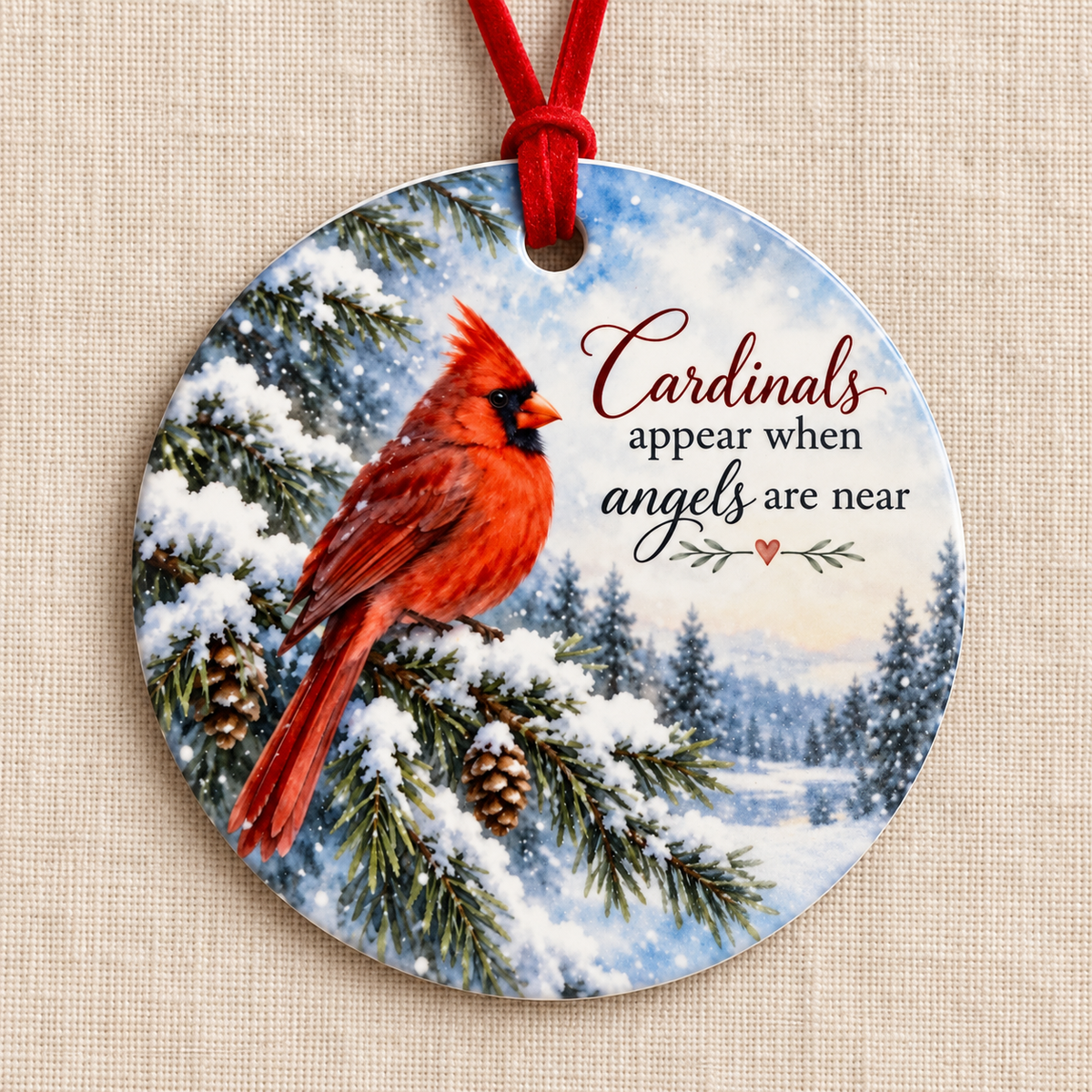 Cardinals Appear When Angels Are Near – Memorial Ceramic Ornament