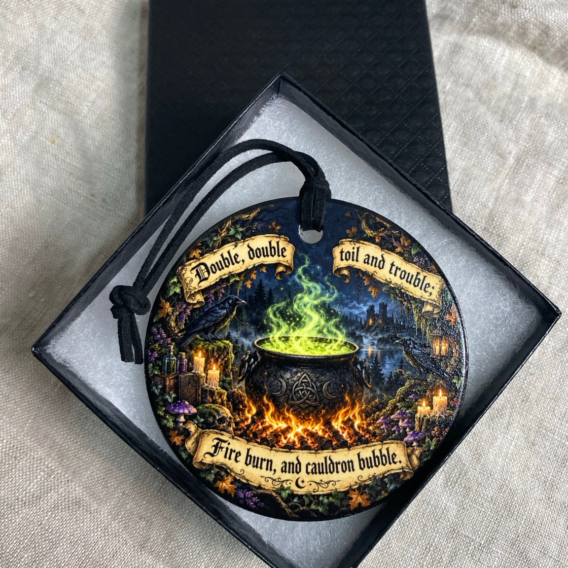 Double Double Toil and Trouble Halloween Gift Set | Ceramic Ornament & Magnet