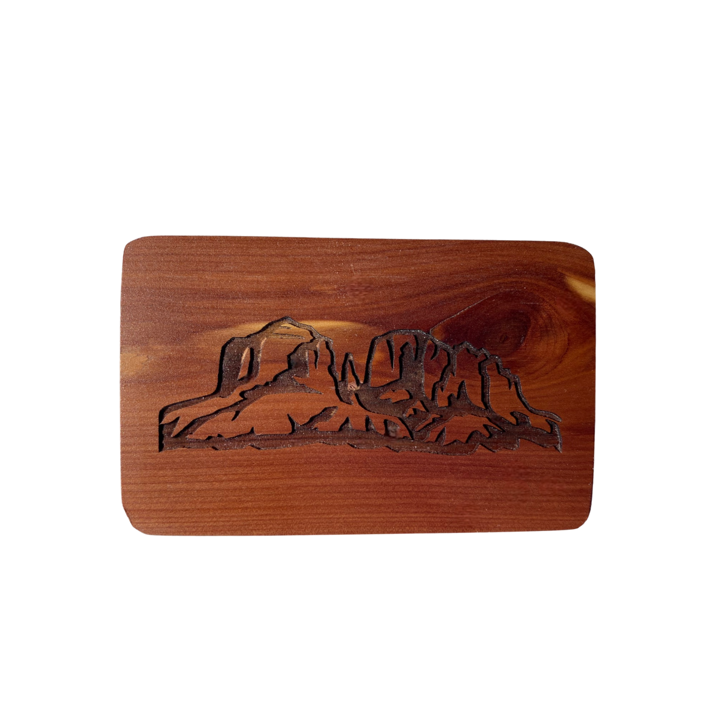 Box-Beautiful Cedar Small Item Keepsake box with Engraved Sedona Cathedral Rock Outline