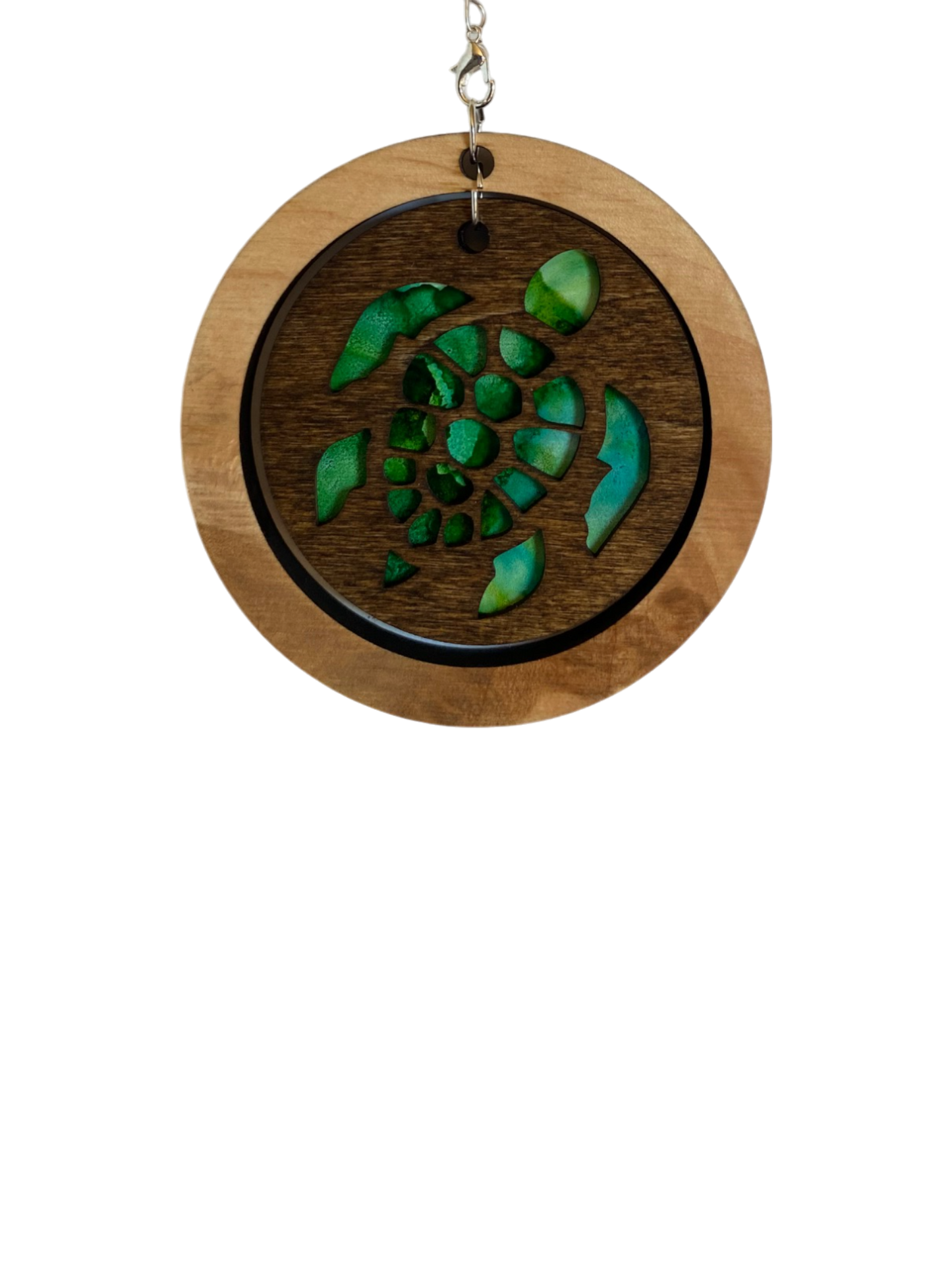 Green Sea Turtle Ornament With Maple Frame