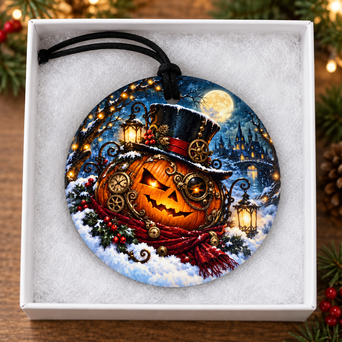 Steampunk Jack-o'-Lantern – Gothic Christmas Ceramic Ornament