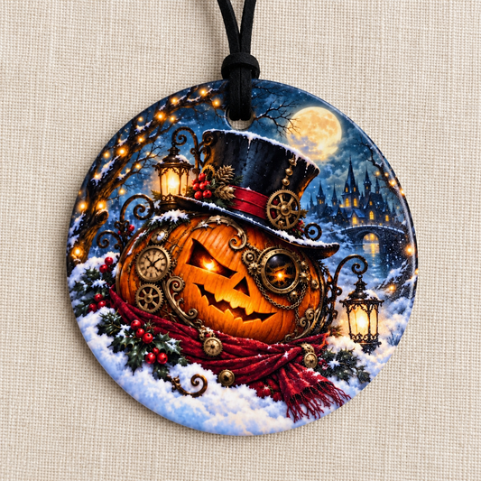 Steampunk Jack-o'-Lantern – Gothic Christmas Ceramic Ornament