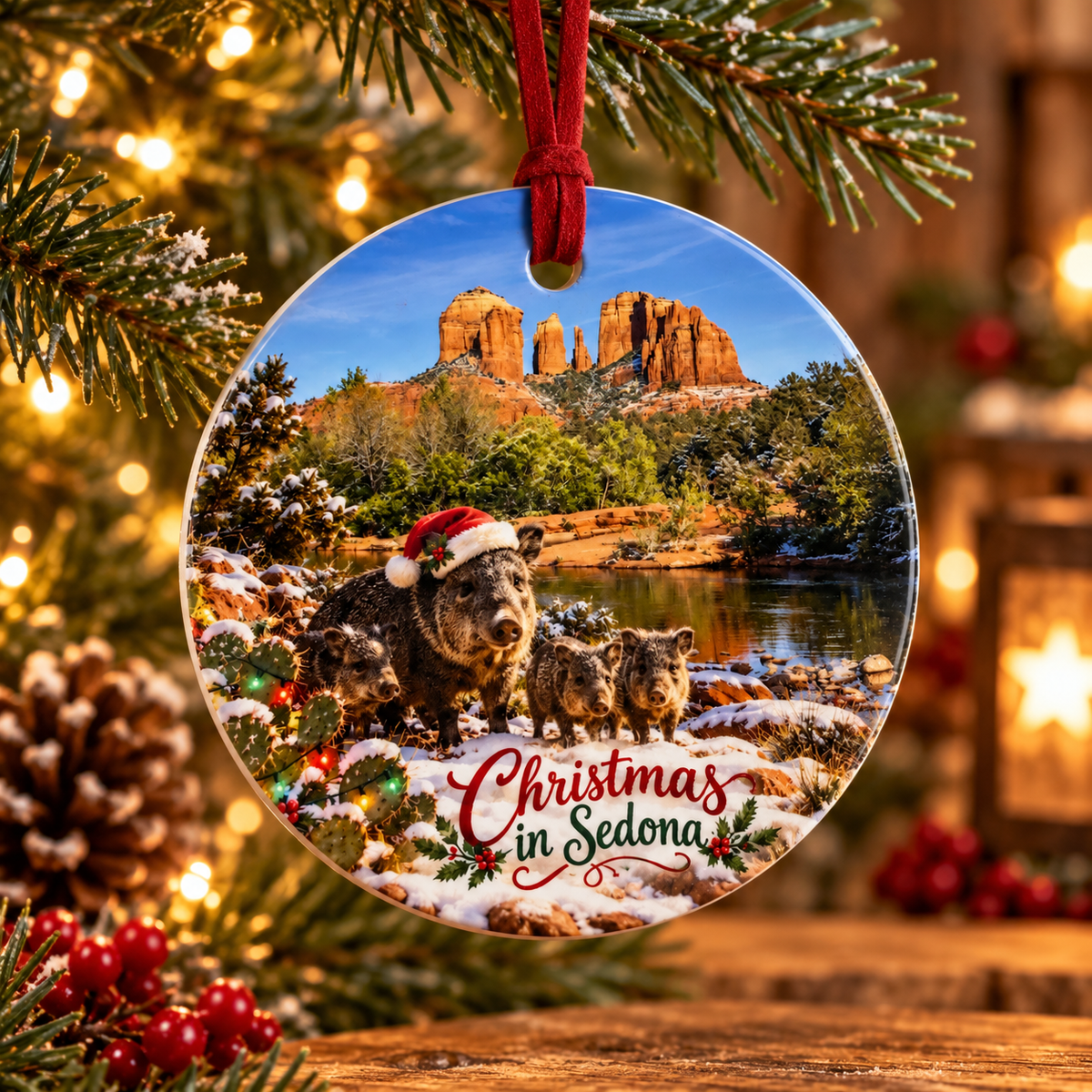 Christmas Javelina – Sedona Arizona Ceramic Christmas Ornament