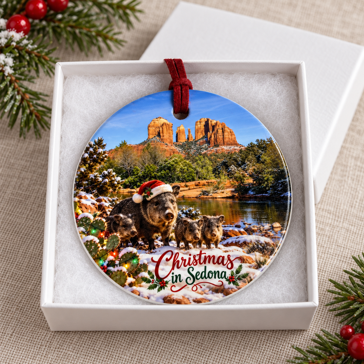 Christmas Javelina – Sedona Arizona Ceramic Christmas Ornament
