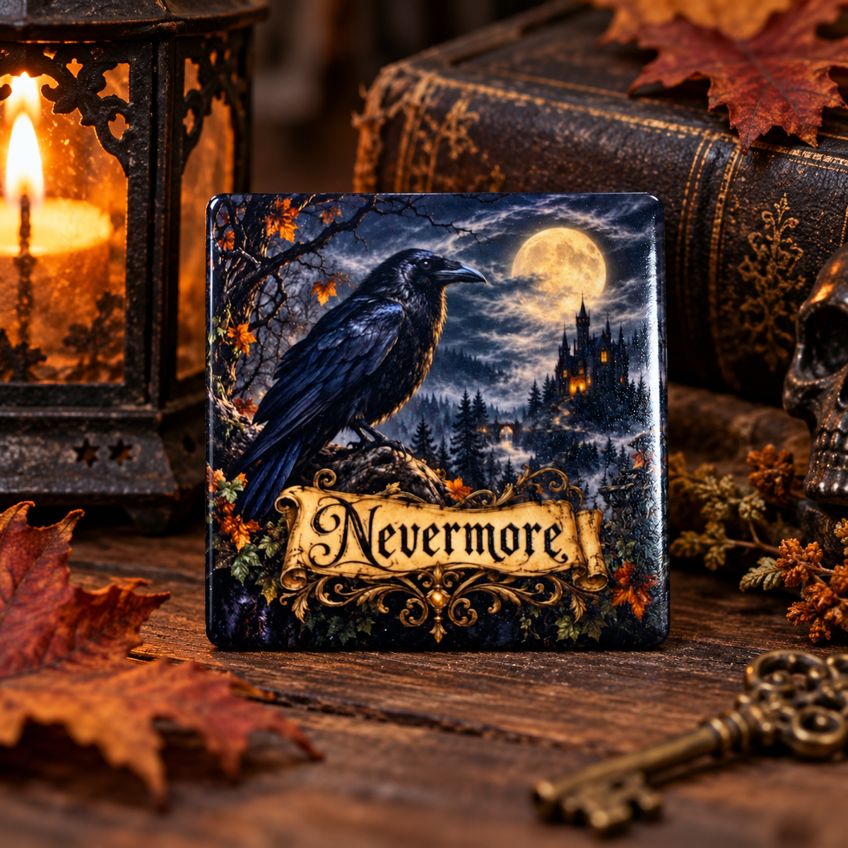 Nevermore Raven Ceramic Magnet | Edgar Allan Poe Gothic Gift