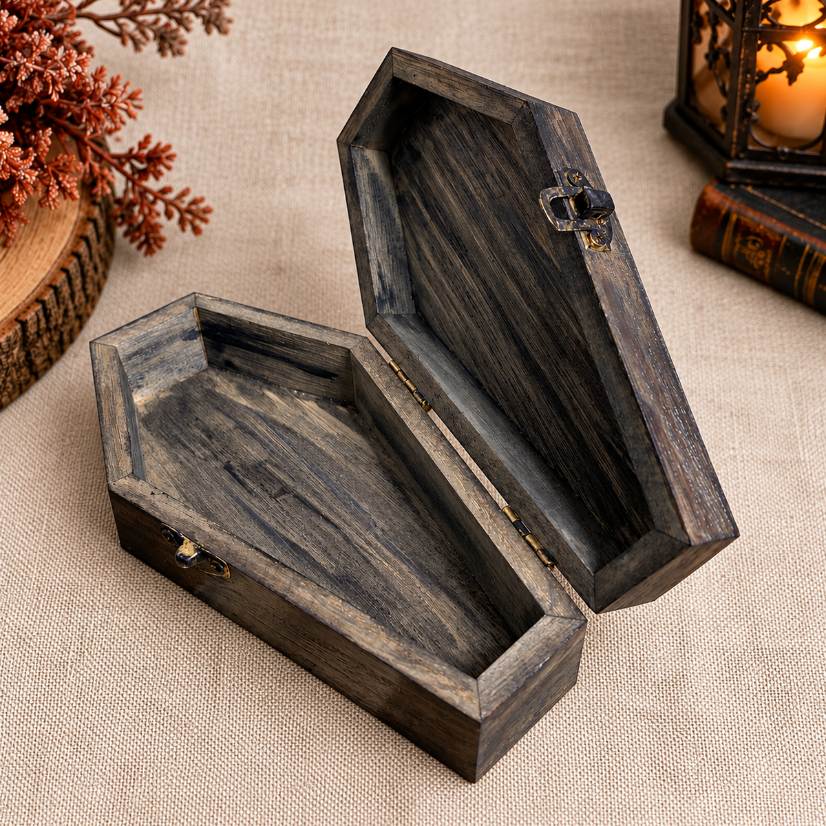 Gothic Vampire Wooden Coffin Keepsake Box | Hand-Finished