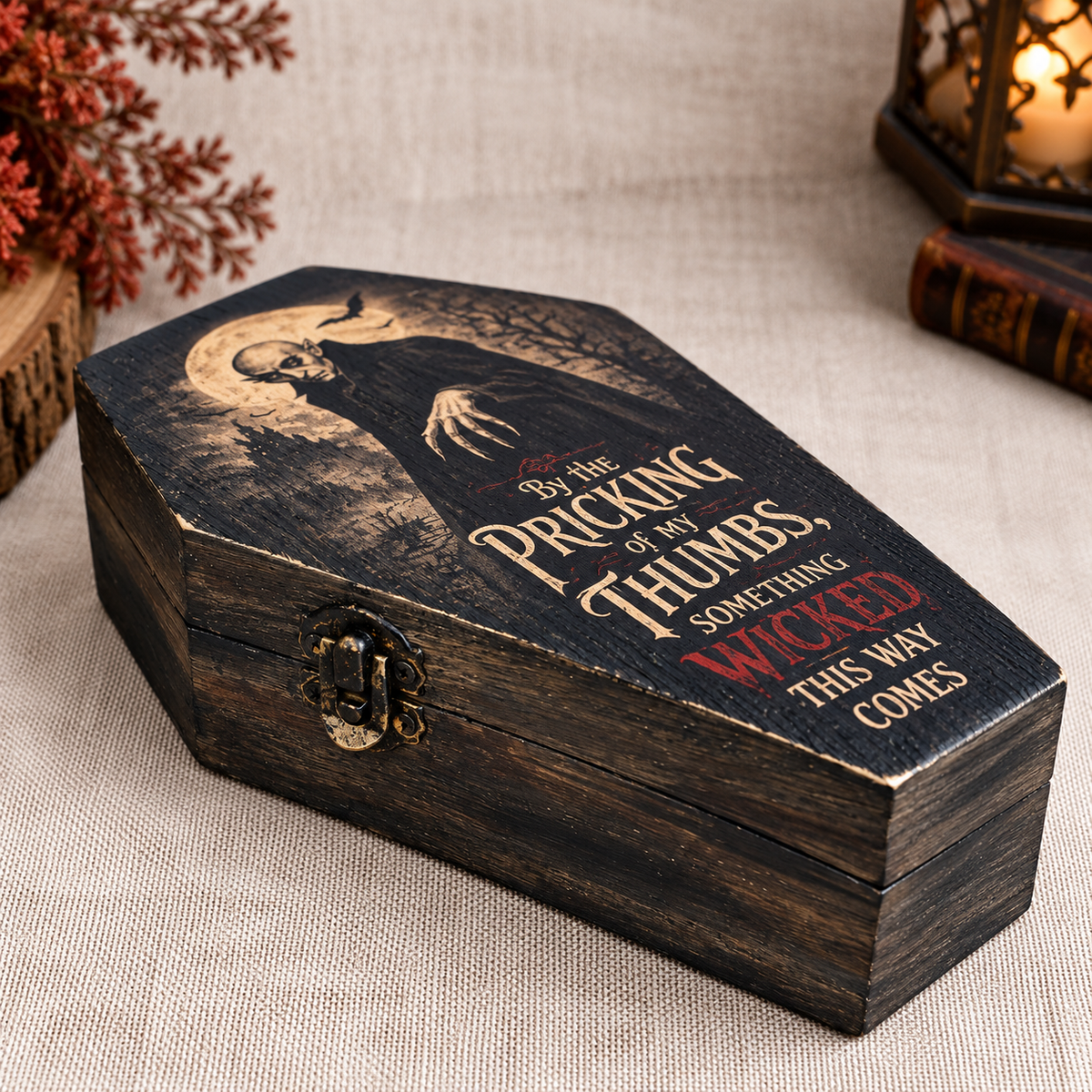 Gothic Vampire Wooden Coffin Keepsake Box | Hand-Finished