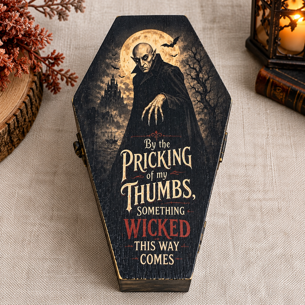 Gothic Vampire Wooden Coffin Keepsake Box | Hand-Finished