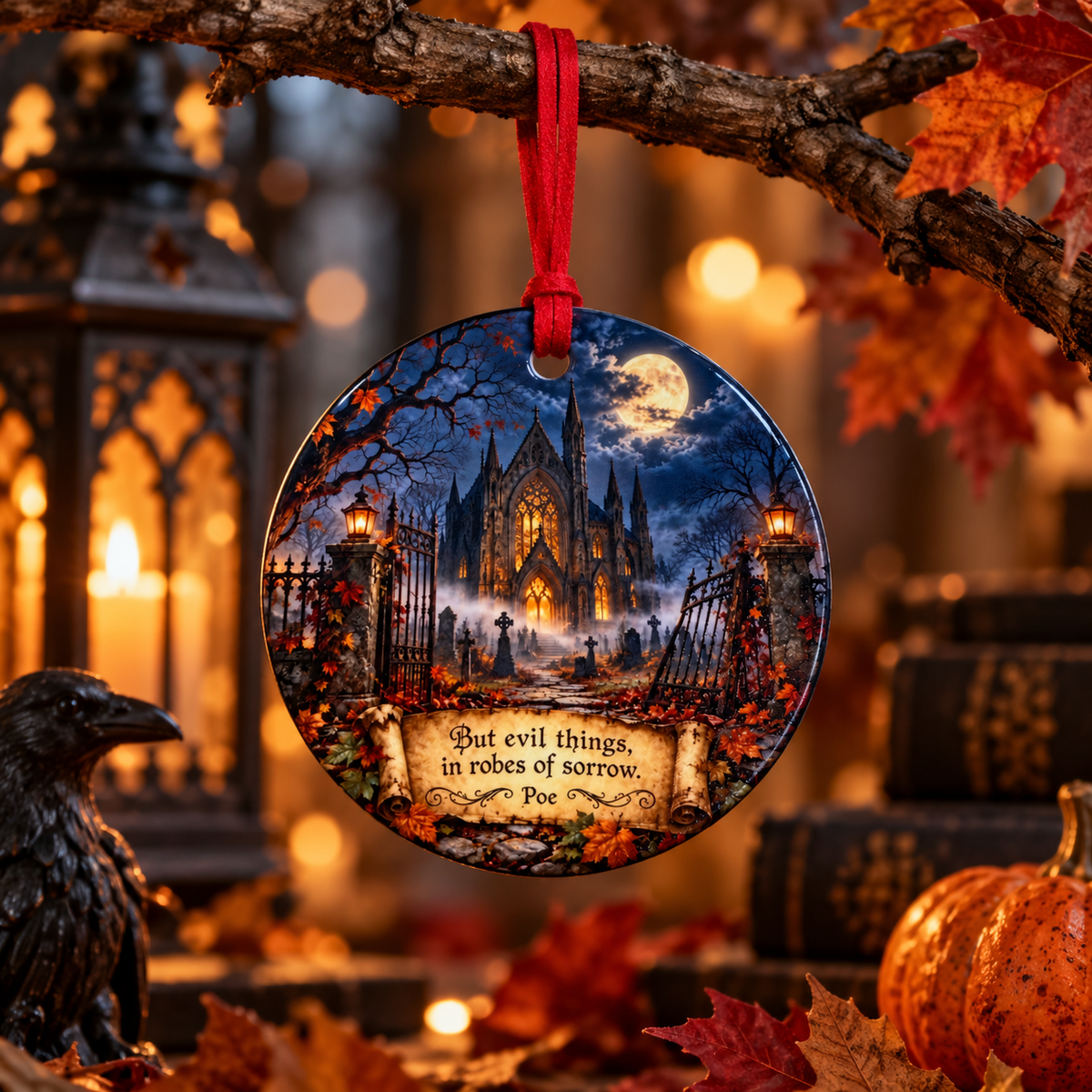 Gothic Cathedral Ceramic Ornament | Edgar Allan Poe Haunted Palace