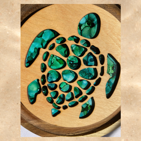 Green Sea Turtle Hand Painted Art