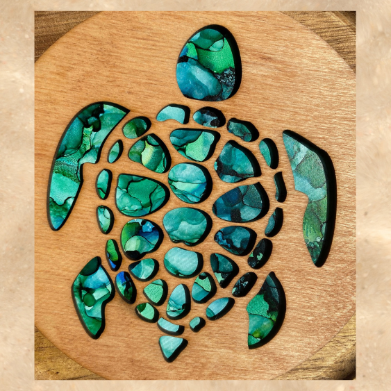 Green Sea Turtle Hand Painted Art